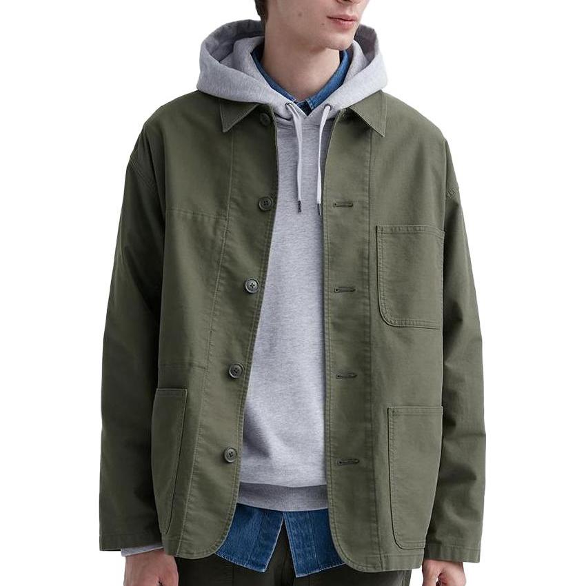 Uniqlo Solid Color Large Pocket Casual Jacket Men Jackets Olive-Green 459588-56