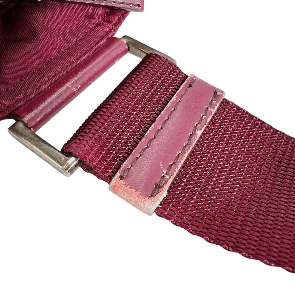 Prada Re-Nylon Triangular Logo Shoulder Bag Crossbody Back Nylon Wine-red Women Used