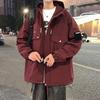 Men's Jacket Korean Style Multi-Pockets Hooded Windbreaker Unisex Oversized Coat Streetwear Black Windproof Casual Jackets