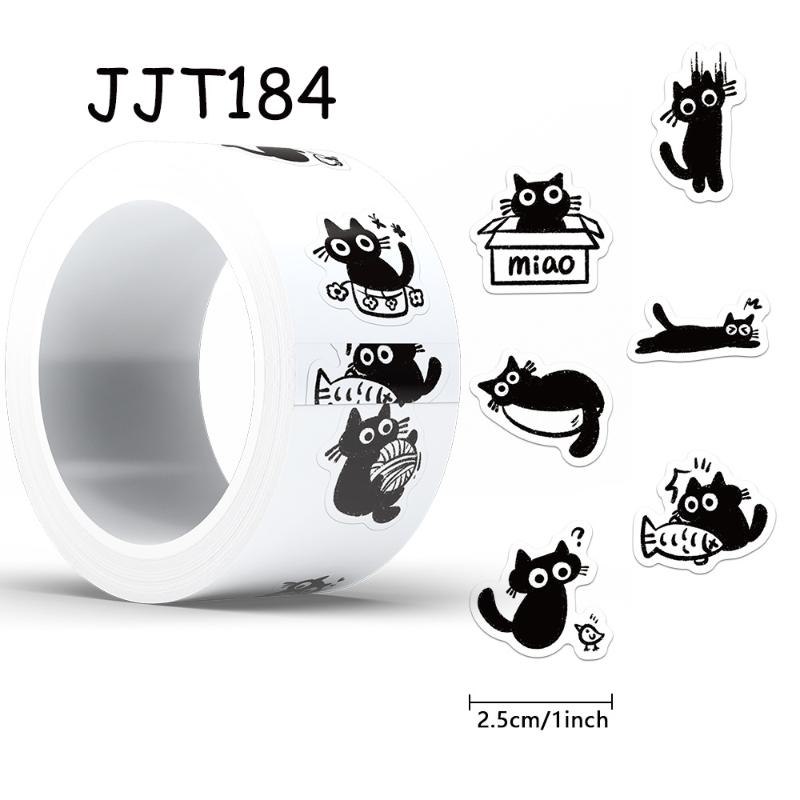 500 Pcs/Set Black Cat Roll Sticker Graffiti Stickers Diy Phone Case Laptop Water Bottle Waterproof Stickers