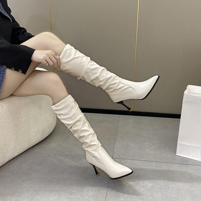 Fashion Autumn Winter High Heels Pointed Toe Women's Long Boots Comfortable and Elegant Fashion Y2k Leather Ladies Knee High Shaft Shoes