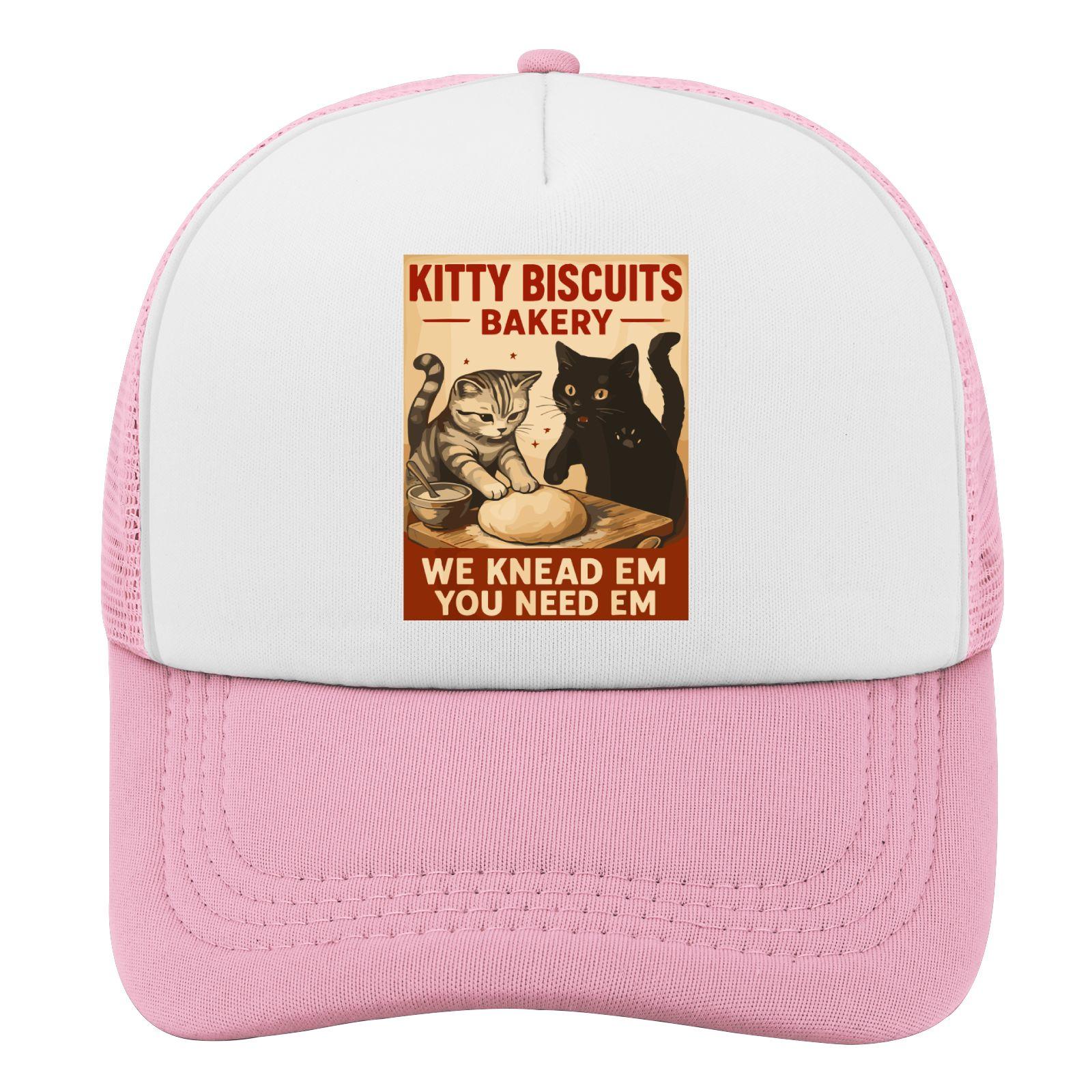 Kitty Biscuits Bakery Knead Em You Need Em Trucker Hat Polyester Adjustable Casual Cap One Size