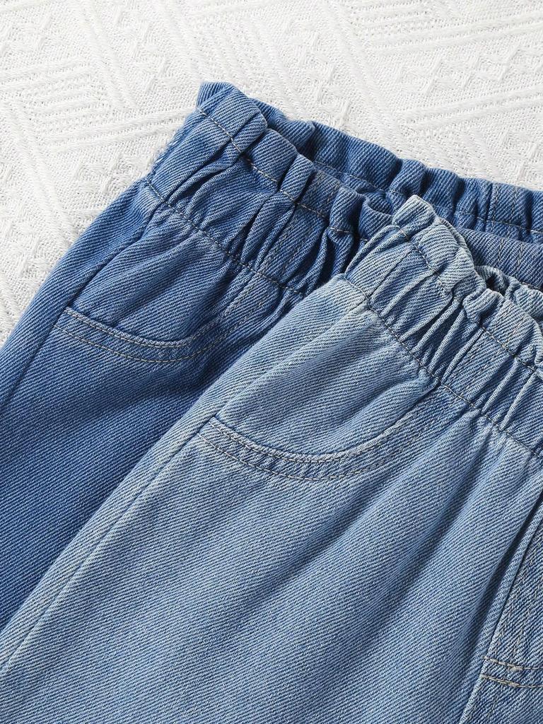 Girl jeans, fresh, casual, versatile, tulip waist children's jeans 2-piece set