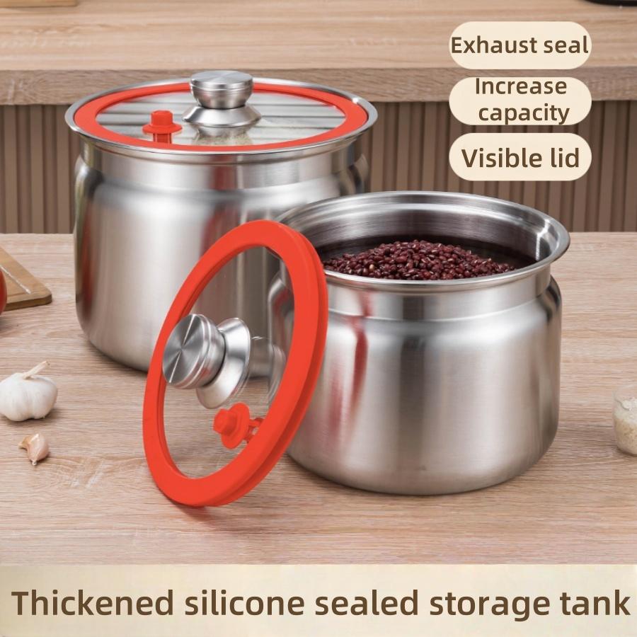 Leakproof Stainless Steel Kitchen Storage Jars Rustproof Large Capacity Airtight Containers for Dry Foods Grains Coffee