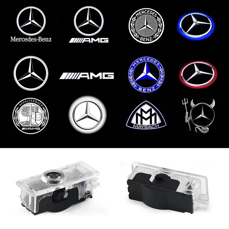 2 Stück LED Auto Tür Willkommensleuchten Logo Emblem Geister Schattenlicht Auto Zubehör für Mercedes Benz CLA CLS C218 W218 A207 C207