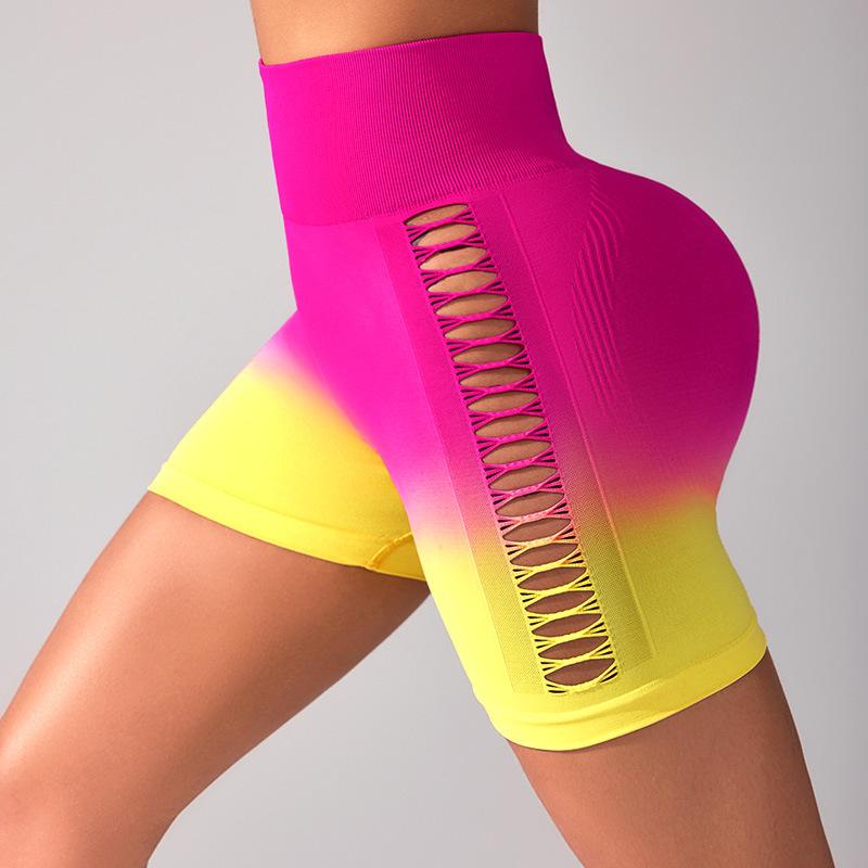 

Шорты для йоги с градиентным боковым вырезом, спортивные брюки облегающего кроя и с эффектом подтяжки бедер, фитнес-дышащие базовые шорты для женщин L