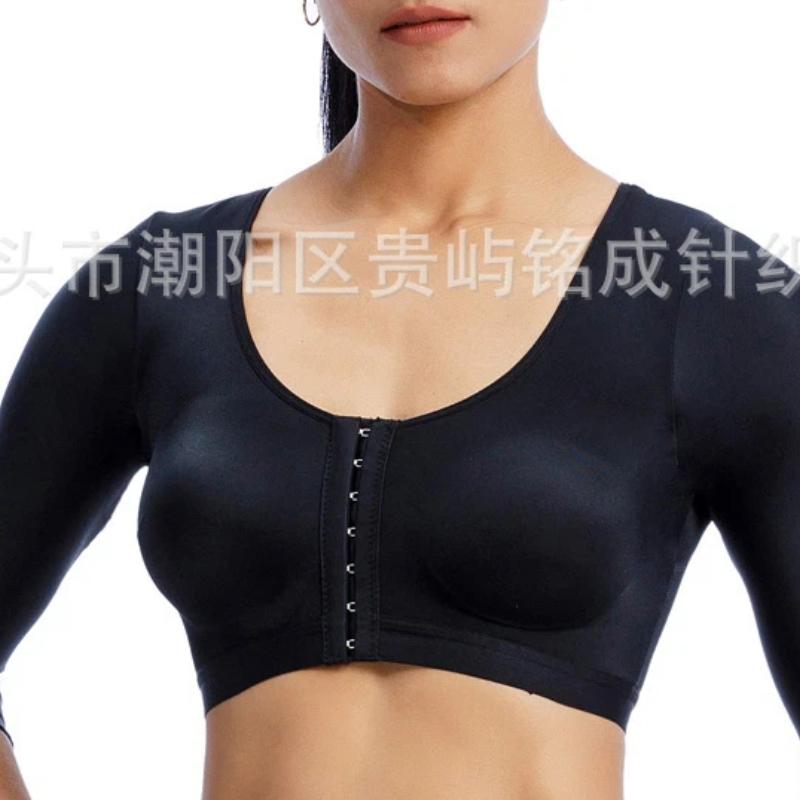 

Black 3 4 Sleeve Compression Top With Front Hooks 2XL чорний