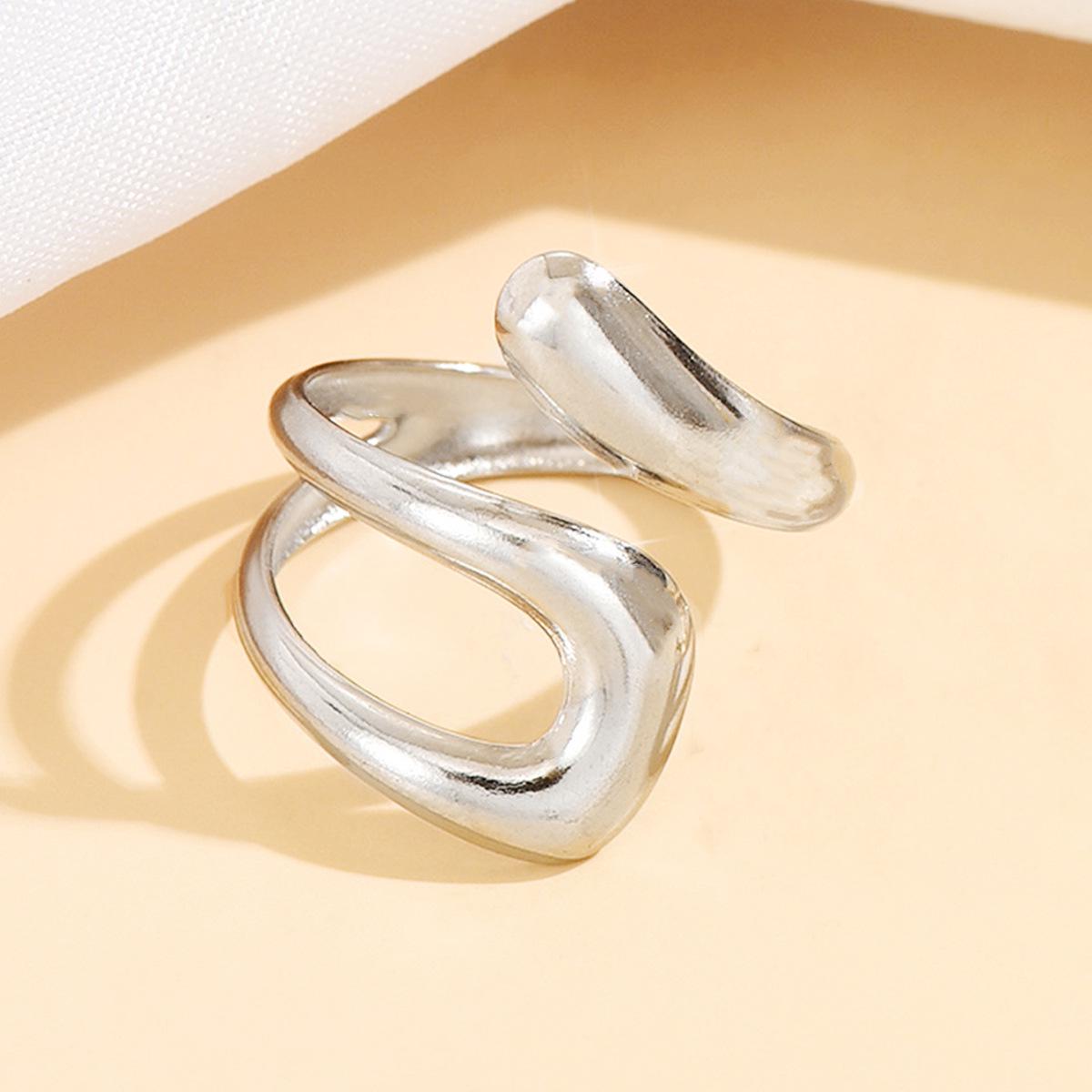 Stainless Steel Geometric Open Ring - Simple European & American Style