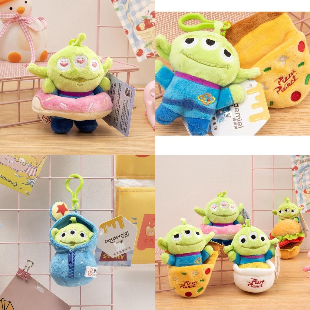 Disney Toy Story Alien Plush Doll Pendant Doughnut Hamburger Keychain Kid Gift