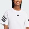 Adidas Striped Breathable Casual Sports Short Sleeve Drop Shoulder T-Shirt Women Tops White JE0238