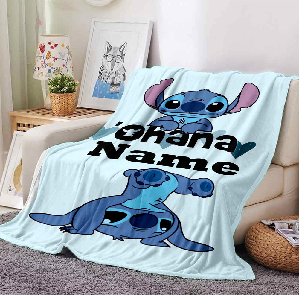 Custom Name Stitch's Sign Flannel Blanket Throw Blanket Soft Warm Sofa Bed Decor Unique Gift
