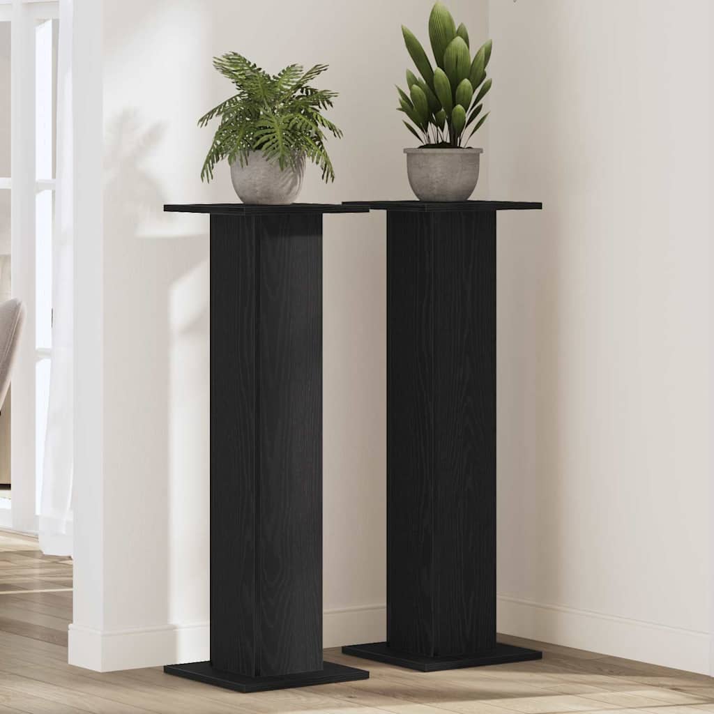 Plant Stand 2 pcs Black Oak Effect 30 x 30 x 95 cm