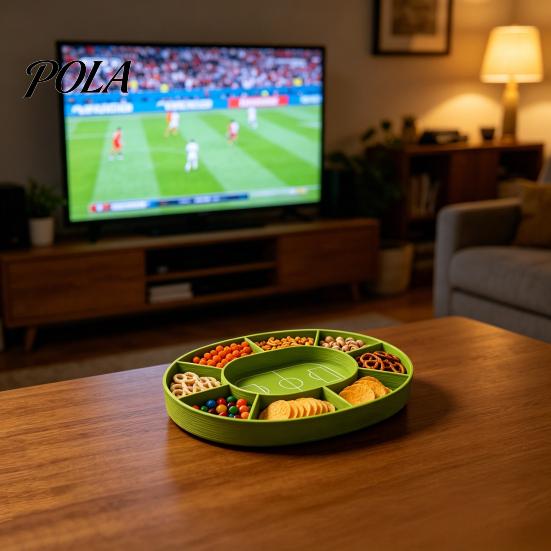 Snack Platter Football Field Tray, with Multiple Partitions, Durable PETG Party Kids Holder Supply for Watch Parties And Game Day Snacks Tray