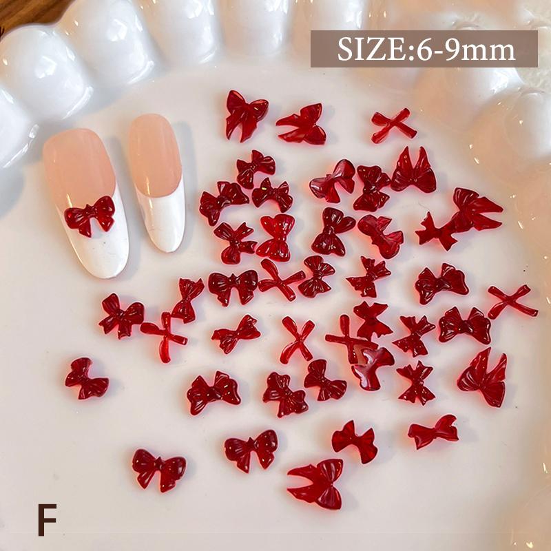 

50 Pcs Mix Colorful Cute Bow Ribbon Resin Nail Art Decorations 3D Butterfly Nail Charm Jewelry Fashion DIY Accessories Manicure