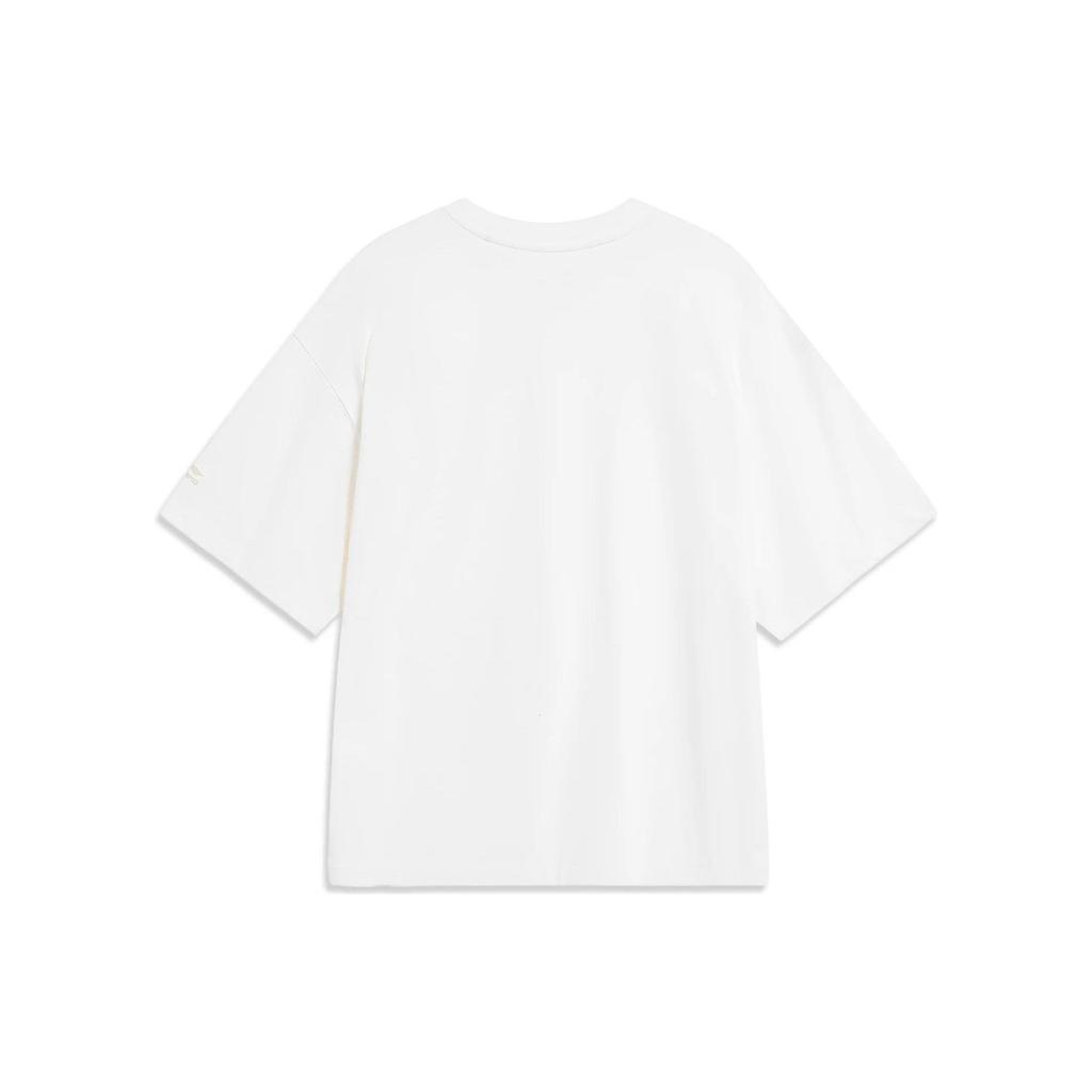 Li Ning Embroidered Butterfly Print Round Neck Short Sleeve T-Shirt Women Tops White AHST232-1