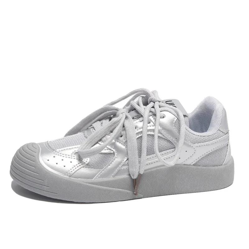 

Small Niche Design Silver Mesh Breathable German Training Shoes for Women 2025 Summer New Student Sports and Leisure Shoes shoes 35 серебряный