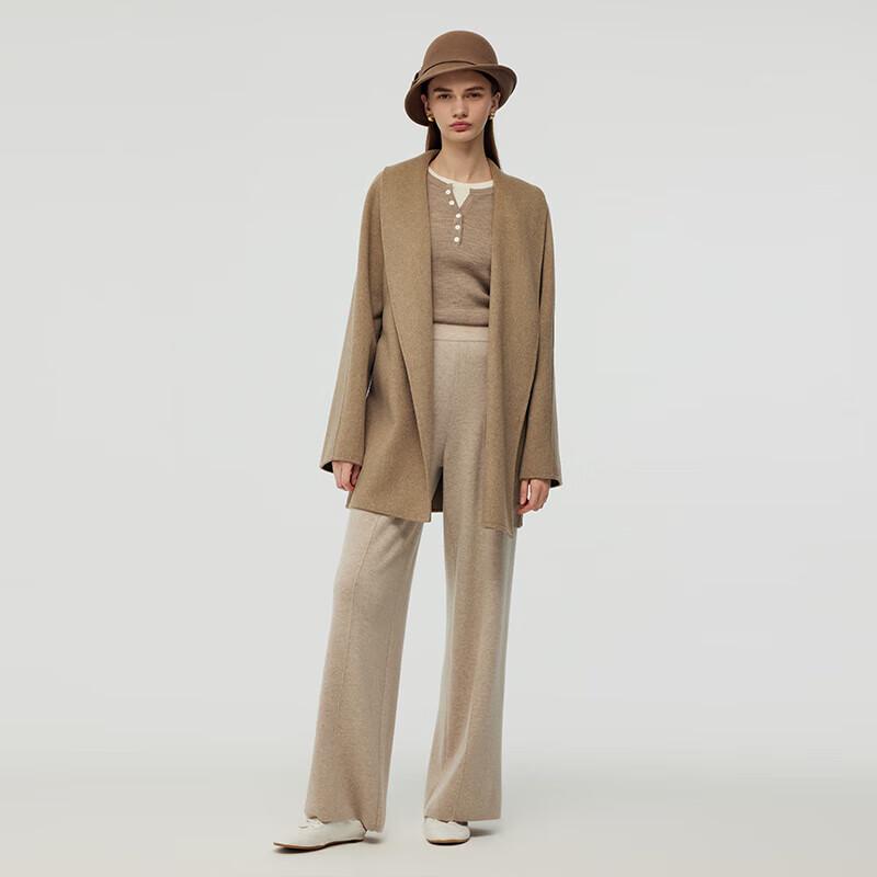 GOELIA Women's Cashmere Coat with Self-Fabric Belt