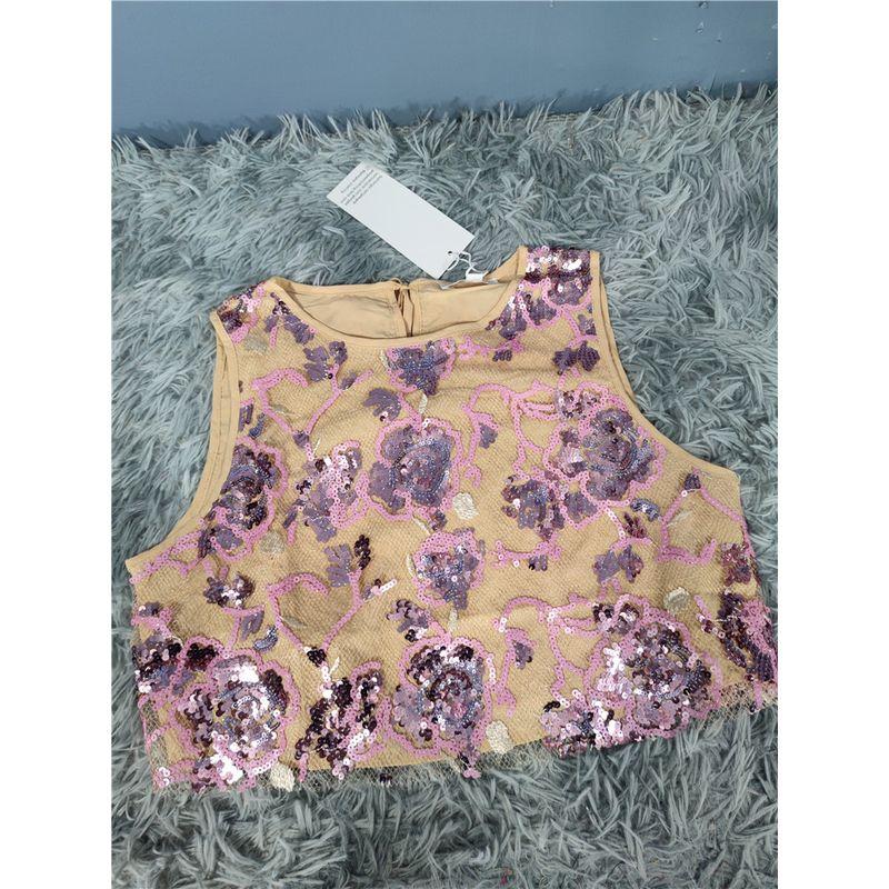 

Экспорт Одиночный GE Домашний Высокая Текстура Блестки Вышивка Элегантные Топы + Юбка с Завышенной Талией Светская Львица Перерыв на Чай Костюм-Двойка Apricot pink Tops S