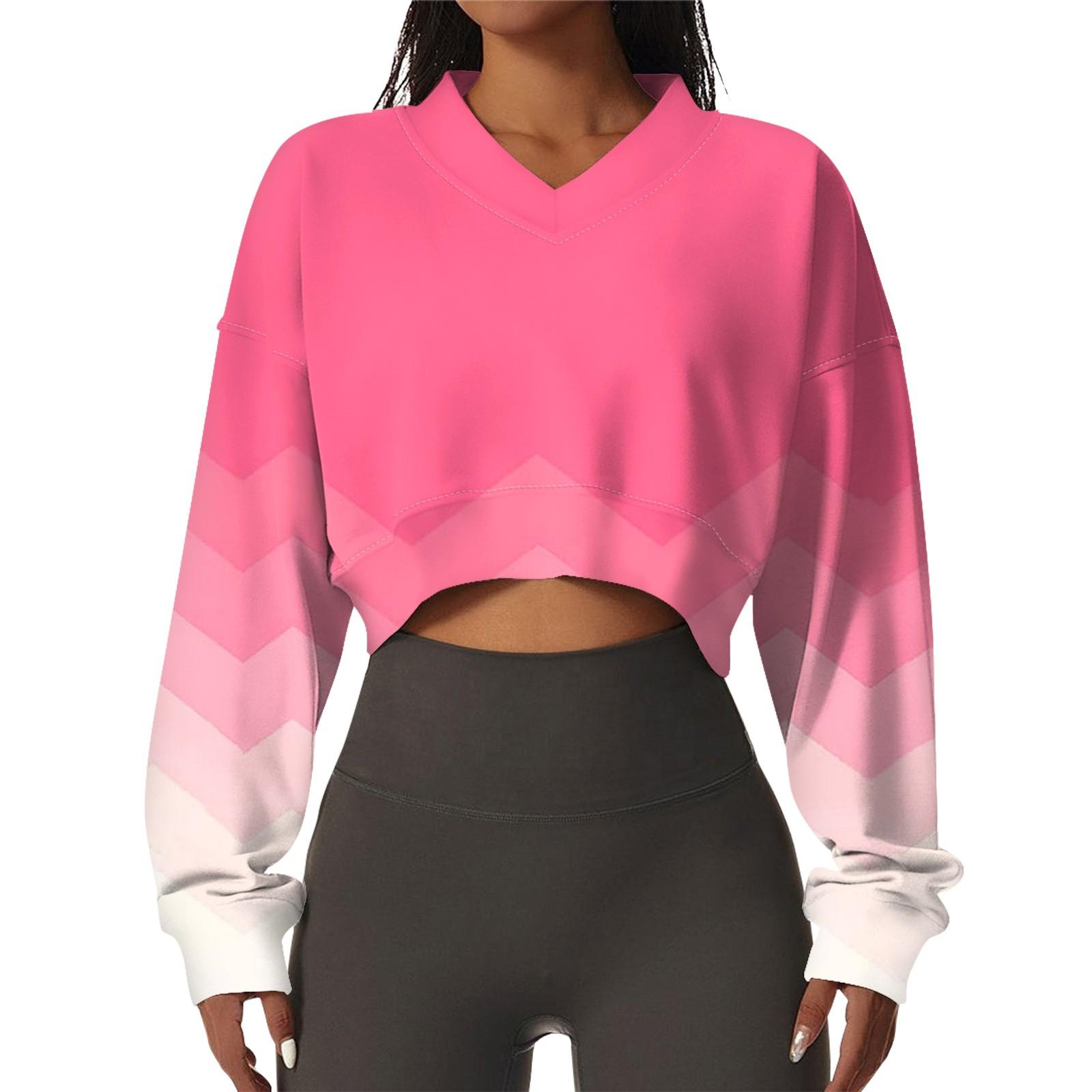 

Женская повседневная модная сексуальная удобная спортивная толстовка с V-образным вырезом и длинным рукавом с принтом в стиле тай-дай XL арбуз красный