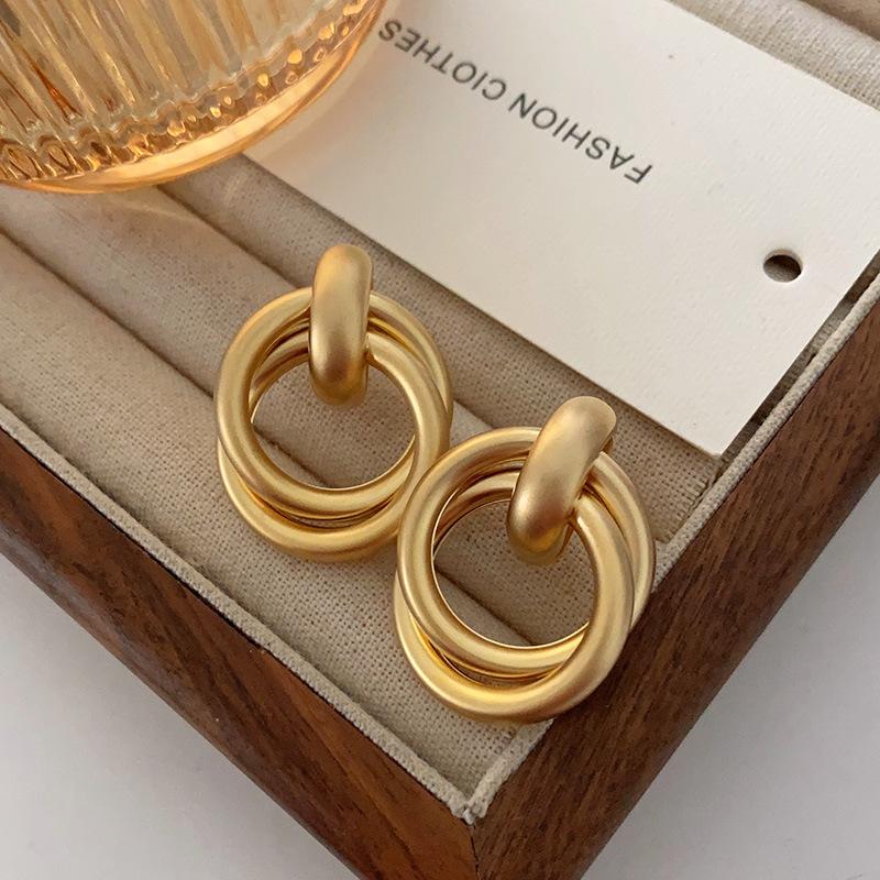Flower Same Earrings Sterling Silver Ear Needles Ma Yili Reiko Metal Ring Earrings Atmosphere High-End Earrings