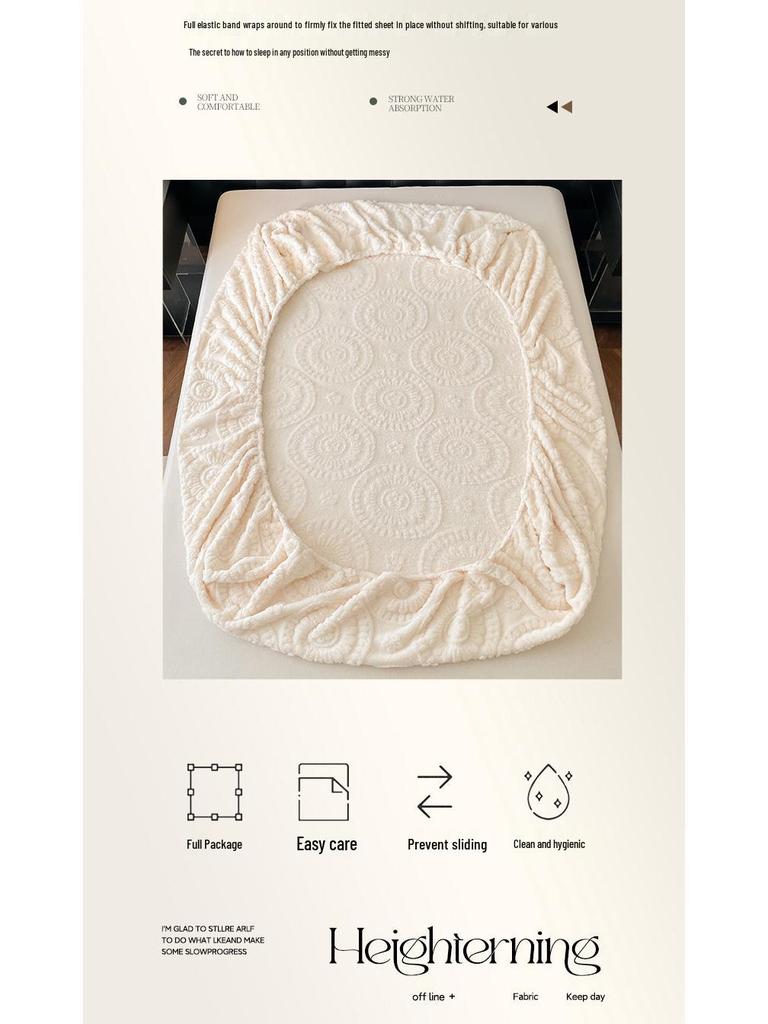 G5Z2025 Winter Warm Plush Non-Slip Taffeta Fitted Bed Sheet - Single/Double Size