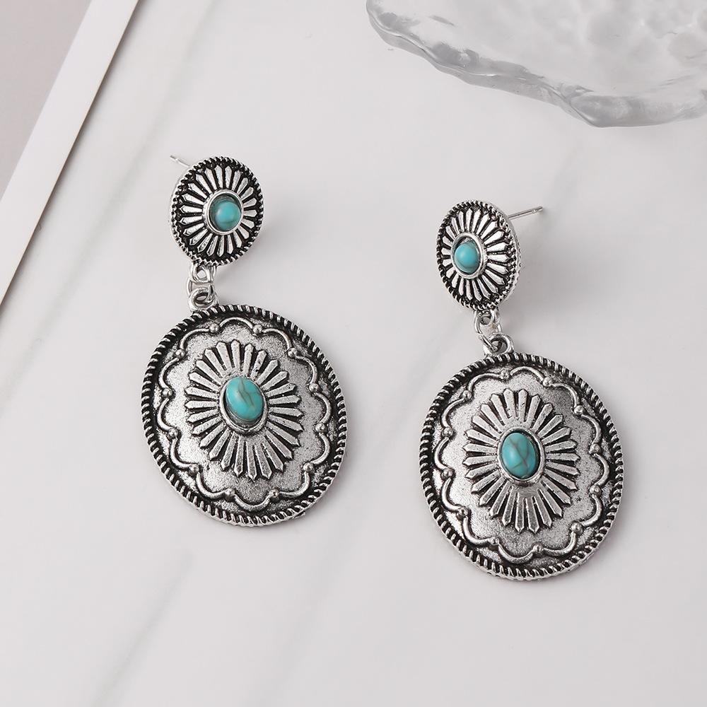 New Retro Earrings Bohemian National Style Turquoise Earrings Earrings