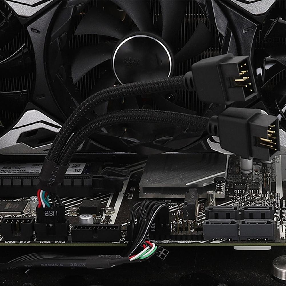 12cm Počítačová základní deska USB prodlužovací kabel 9 pin 1 samice na 2 samce Y rozbočovač Audio HD prodlužovací kabel Hub rozbočovač adaptér