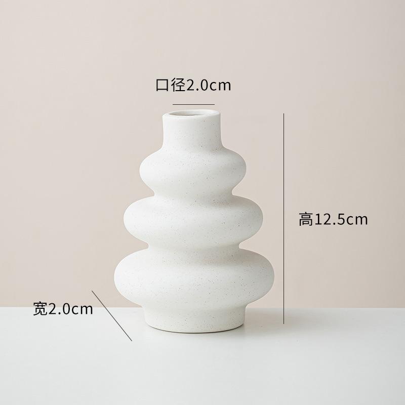 Bohemian Style, Three Piece Set, White, Ceramic Vase, Round, Geometric Design, Vase, Plain Fire, Set, New Vase