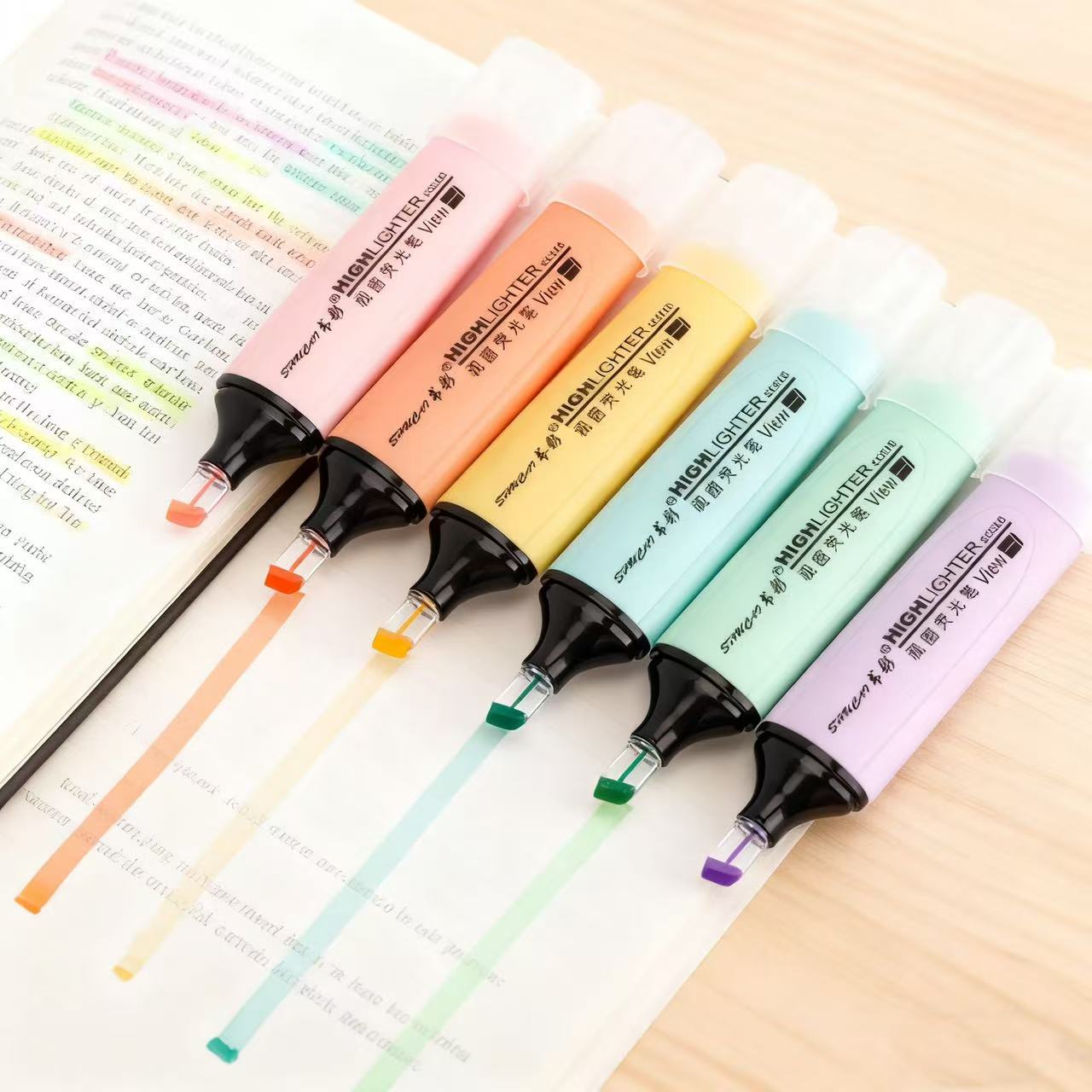 

6 шт. 360° вращающийся наконечник, Прозрачный наконечник, Маркеры-хайлайтеры, Для студентов, Учебы, Школы, Офиса, К школе