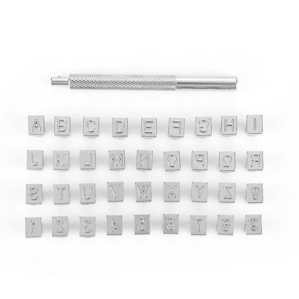 37 stuks 10 Cijfers 26 Letters Letter Cijfer Stempel Set Stempelgereedschap Set DIY Leerbewerking