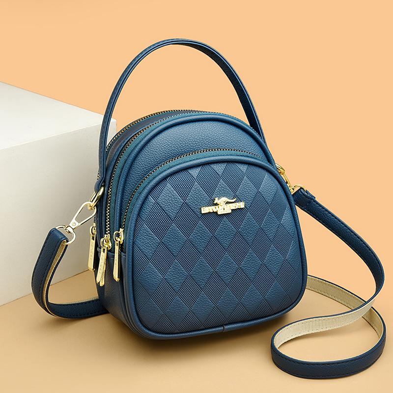 Textura de couro macio, grande capacidade, bolsa de ombro diagonal para mulheres, bolsa para celular, bolsa de mãe com diamantes em relevo na moda