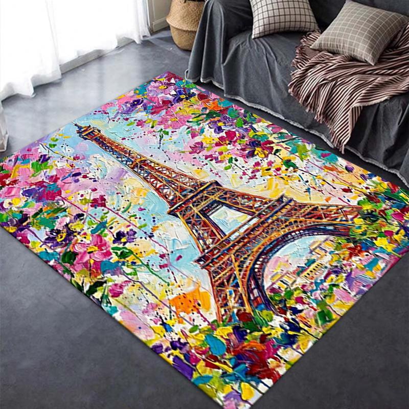 2025 New Paris Eiffel Tower Carpet Rug for Living Room Bedroom Home Sofa Decoration,Kids play Non-slip Floor Mat82