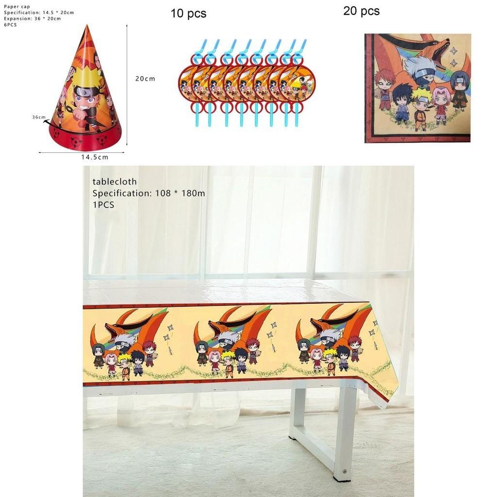 Naruto Ninja Birthday Party Decor Supplies Featuring Colorful Balloons And Plates