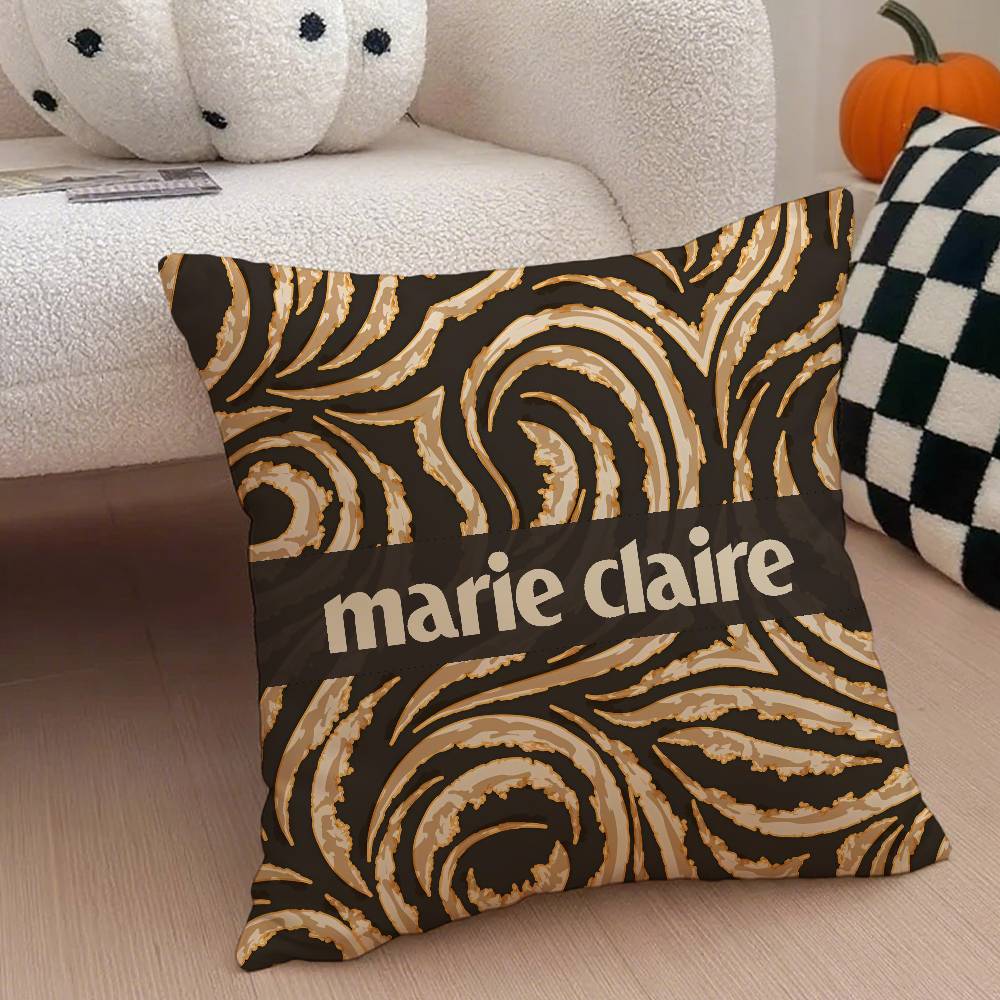 

Magazine Marie Claire Pillow Case Anti-dustmite Pillowcase Invisible zipper silky short plush Sofa cushion cover 12x12Inch