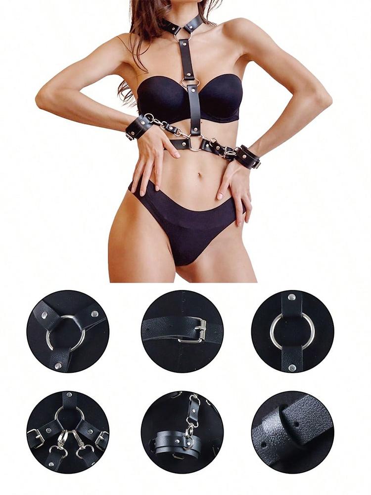 Heißes Sexy Leder Dessous Outfit Netz BH Offene Analunterwäsche Push Up Hohl Brust Freigelegt Teddies Dämonen Cosplay Kostüme