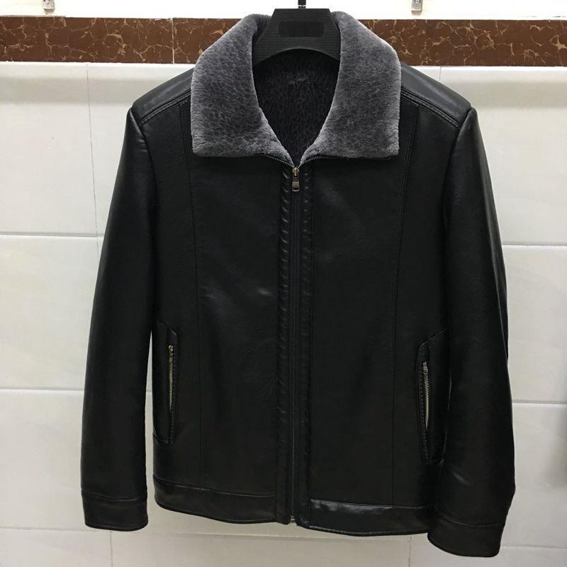 Haining leather jacket men's sheepskin winter fur integrated jacket middle-aged leather jacket dad wear leak clearance