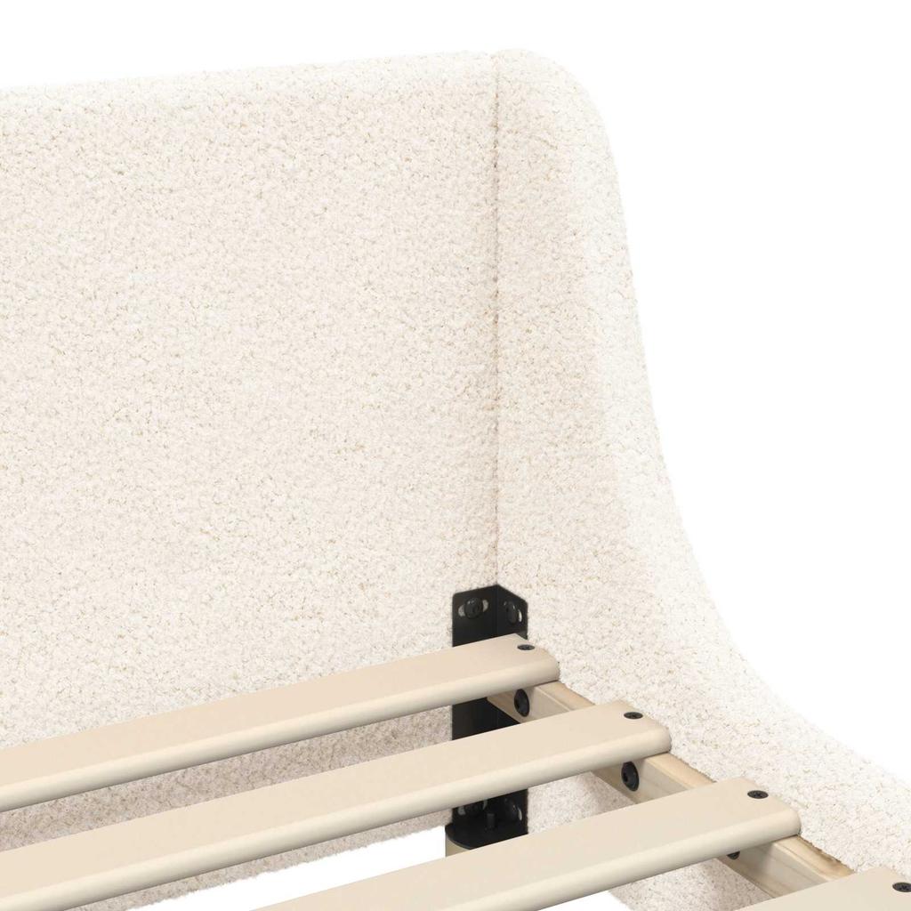 Children s Bed Frame with Headboard Cream 80 x 160 cm Boucle