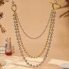 Qiong Yao Multi-layer Color Block Beaded Necklace, Long European Style, Bold Runway Stainless Steel Design.