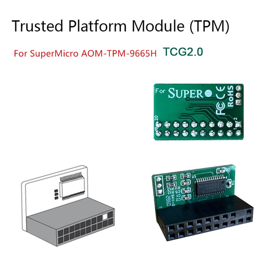 1 x 20Pin TPM 2.0 Module For SuperMicro AOM-TPM-9665H TCG 2.0 Technology