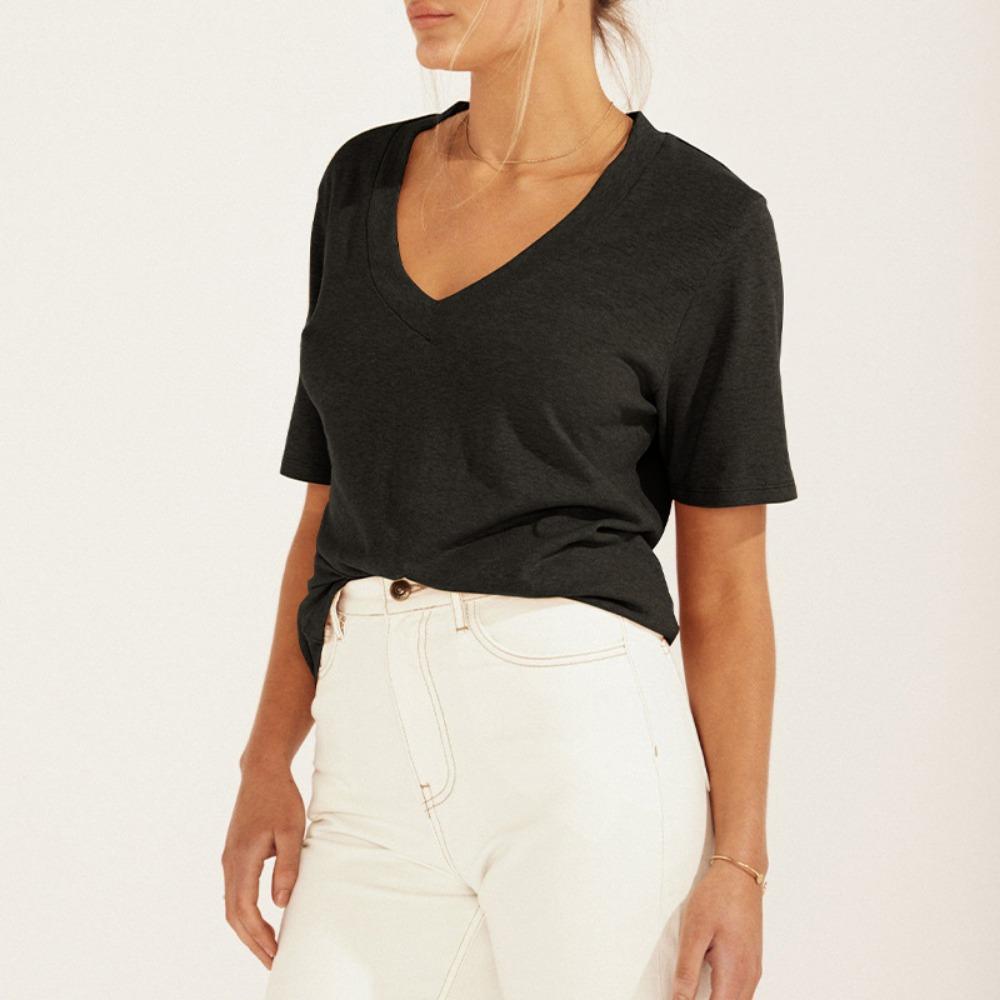 

Original Brown V-Neck T-Shirts Summer Fashion Women s Short-Sleeved Loose T-Shirt Top Female XL