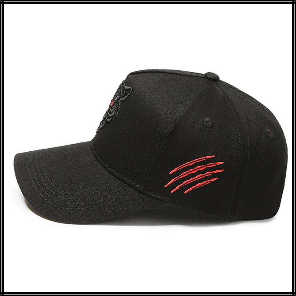 Baseball Hat Tiger Brim Unique Animal Cap Stylish Fashionable Cool CZ009 [White Fang] Men's (Black)
