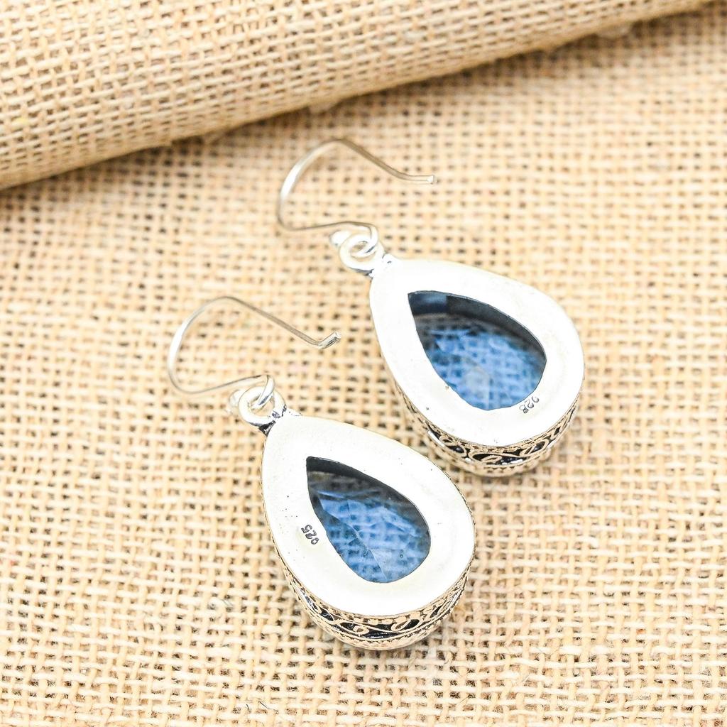Tanzanite Gemstone 925 Sterling Silver Jewelry Handmade Earrings For Wedding Gift