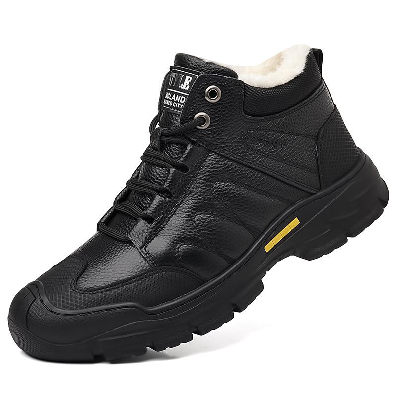 Genuine Leather Winter Waterproof Men Boots Lace Up Oxfords Plush Super Warm Snow Boots Men High Top Sneakers Men Ankle Boots