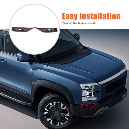 Glossy Piano Black ABS Front Fog Light Trim Cover For BYD Shark 2024+