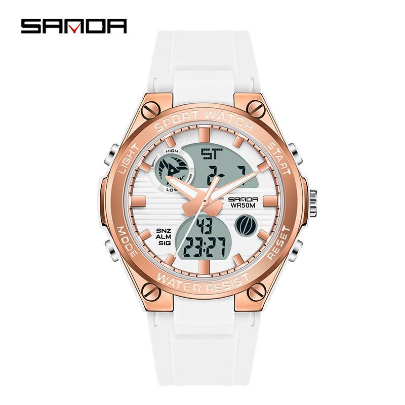 Sanda Watch New Lighting Male School Fashion Trend Digital Electronic Watch Multifunctional Waterproof And Shockproof Men'S Watch
