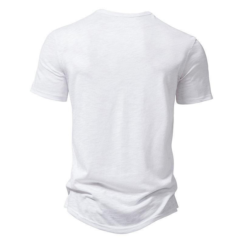 Mens Casual Solid Color Henley Collar Short Sleeve T Shirt