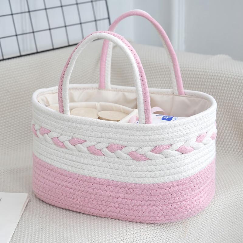 Miflame Cotton Rope Woven Large Capacity Diaper Storage Basket