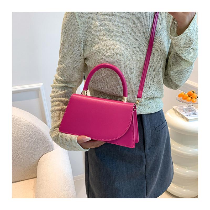 Elegant Solid Color Small Square Bag Trendy Minimalist Faux Leather Shoulder Handbag Fashion Crossbody Purse CLE