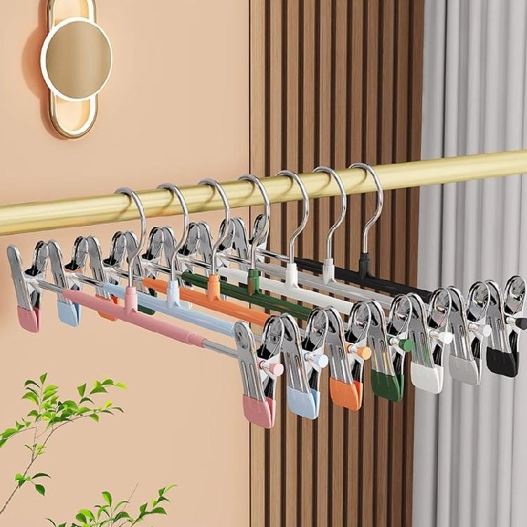 Durable Rusts Proof Multiple Use Adjustable Clothes Hangers Scratch Resistant Clips For Scarves Trousers Storage