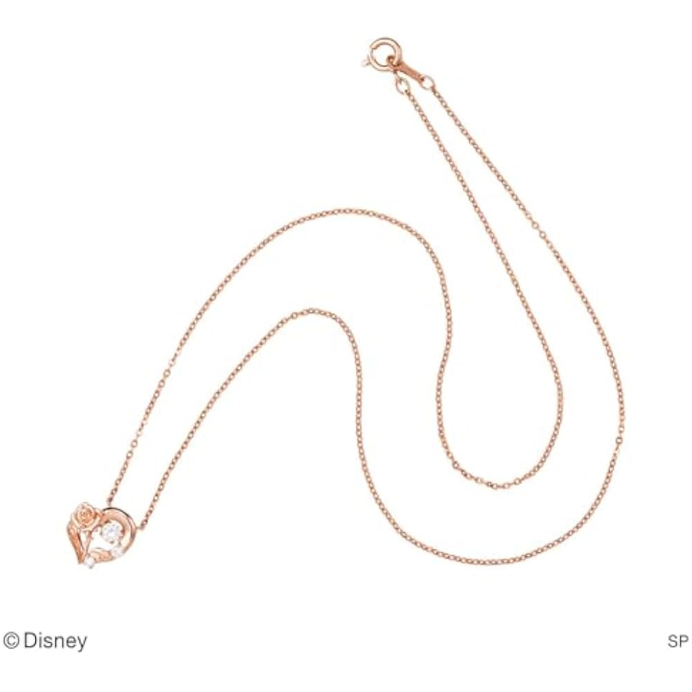 [White Clover] Beauty and the Beast” Disney Princess Silver 925 Cubic Zirconia Heart Rose Pink Go...